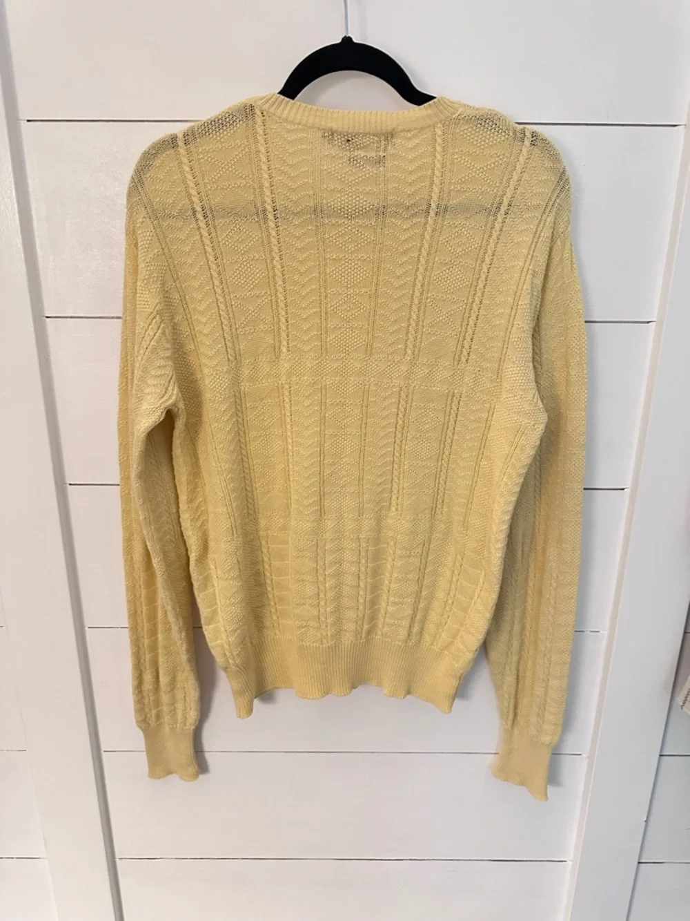 VTG M Polo Ralph Lauren Yellow Cable Knit Sweater 100% Cotton Crewneck Classic - Picture 2 of 12